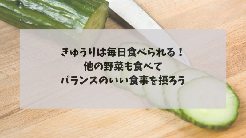 まとめ：きゅうりは1日2〜3本まで！他の野菜とバランスよく食べよう！
